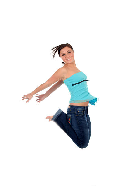 istock Happy woman jumping 179296237