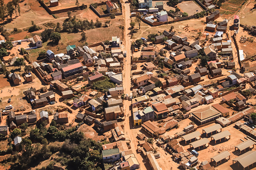 aerial view of a small village in Madagascar