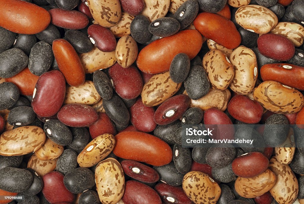 Mixed Dried Beans "Close-up of mixed dried beans, including kidney beans, red beans, black beans, and pinto beans." Backgrounds Stock Photo