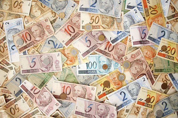 Brazilian money background stock photo