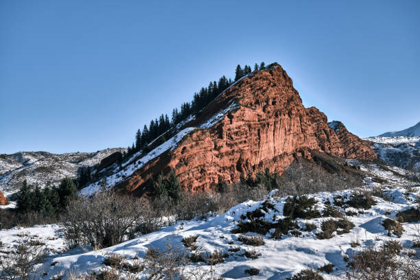 Winter mountain view on sunny day