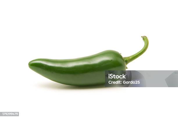 Portrait Of A Full Jalapeձno Pepper Stock Photo - Download Image Now - Green Chili Pepper, Jalapeno Pepper, Green Color