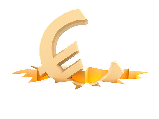 Euro symbol in fracture stock photo