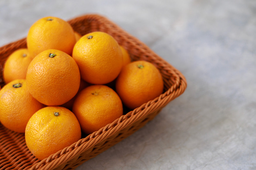 Oranges in wicker basket