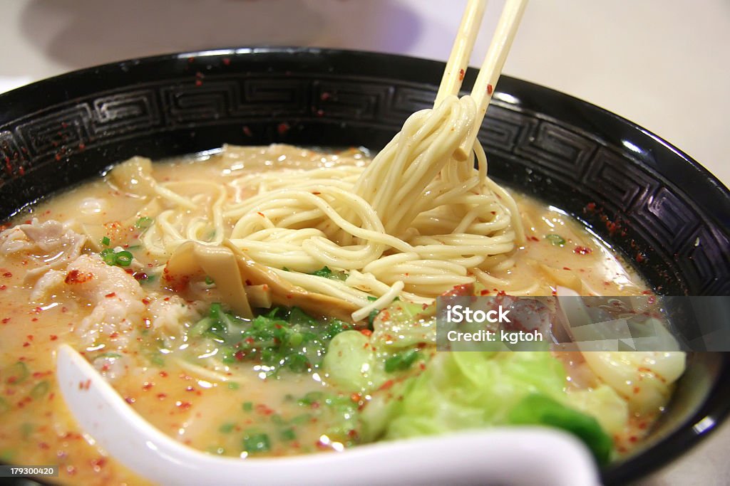 Japanese noodle dish with chopsticks Japanese ramen pork soup noodles traditional cuisine Asia Stock Photo