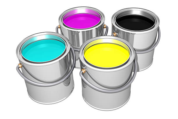 istock Cyan Magenta Yellow Black paint cans (3D) 179300781