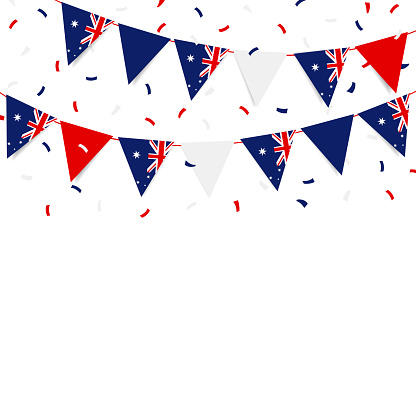 Vector Illustration of Australia Day. Garland with the flag of Australia on a white background.