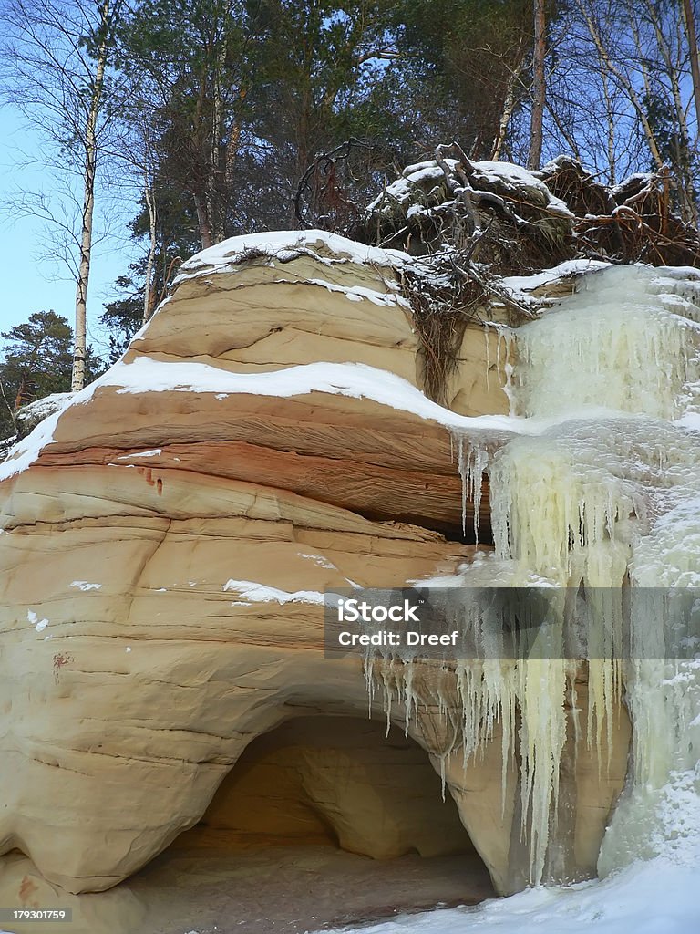 Wasserfall im 冬 - オレンジ色のロイヤリティフリーストックフォト