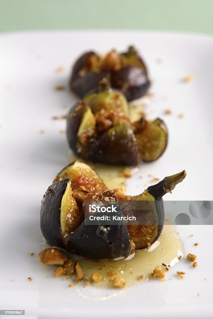 Roasted Figs in Mascarpone Cheese Honey and Hazelnuts Fig Stock Photo