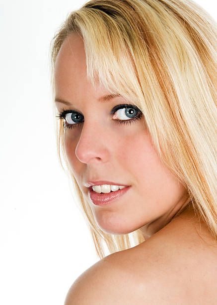 Portrait of a beautiful blond girl stock photo