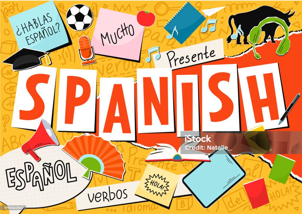 Languages Collaz Spanish Language Collage Stock Illustration - Download Image Now ...