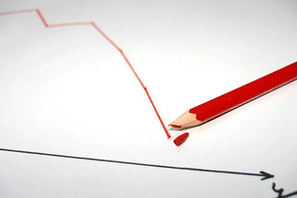 broken pencil while drawing  decline graph