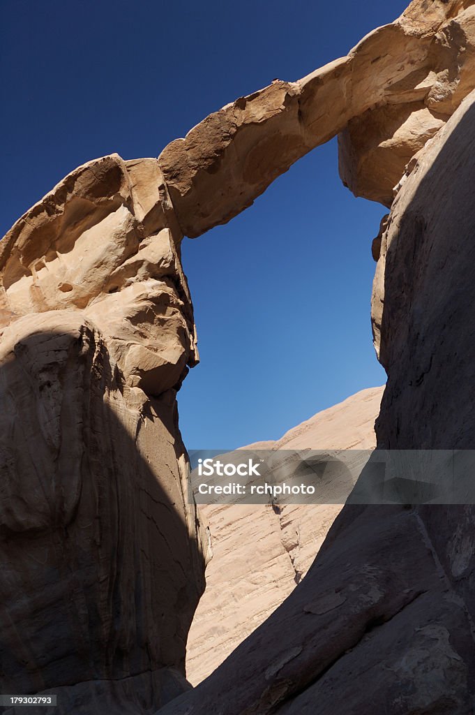 Wadi Rum Rock desert in Jordan - Wadi Rum  Arabian Peninsula Stock Photo