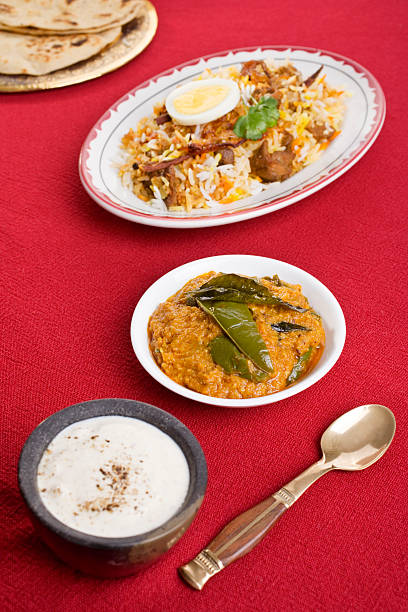 comida indiana refeição cozinha curry biryani e acompanhamentos - accompaniments - fotografias e filmes do acervo