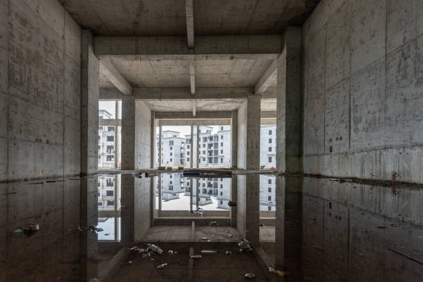 istock The cement spatial structure of a rough building 1793044955