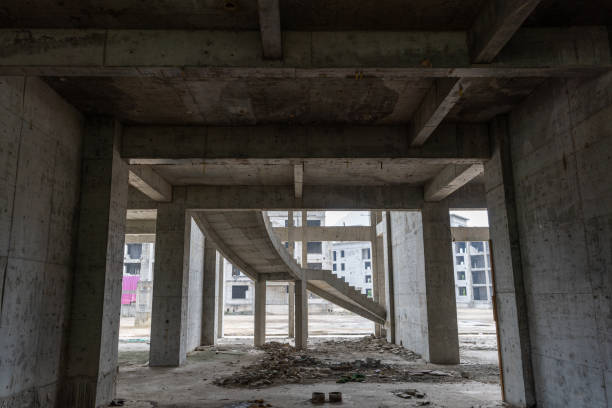 istock The cement spatial structure of a rough building 1793046040