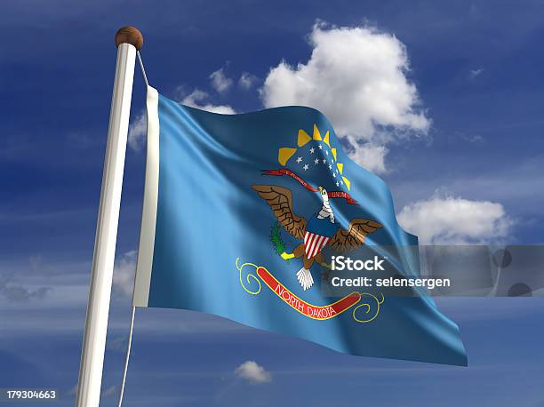 Dakota Del Norte Bandera Con Trazado De Recorte Foto de stock y más banco de imágenes de Aire libre - Aire libre, Bandera, Bandera de los EE.UU.