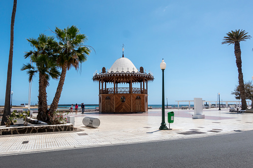 Nice bandstand on the promenade of Arrecife de Lanzaronte, Canary Islands, Spain