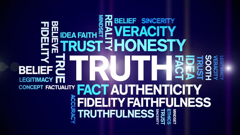 Truth animated word cloud,animation text tag kinetic typography seamless loop.