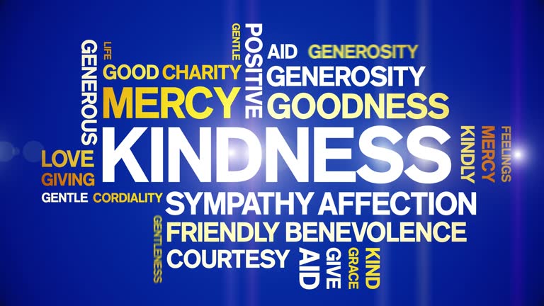 Kindness animated word cloud,animation tag kinetic typography seamless loop.