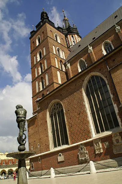 "St.Mary's church in Cracow, Poland.Built mainly in the XIV century.This is a side view from st.Mary's square."