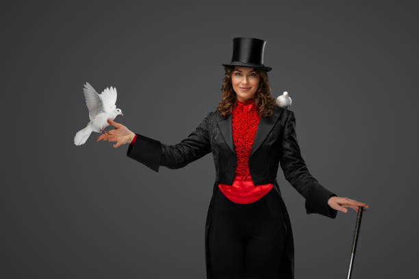 istock Enchanting magician with white doves 1793070044