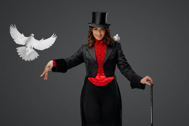 istock Graceful magician with white doves 1793070699