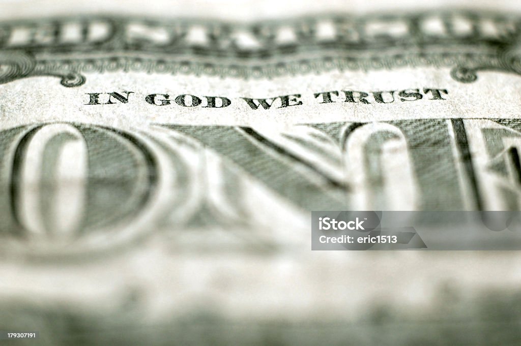 Nahaufnahme von Geld wir Vertrauen In Gott - Lizenzfrei 1-Dollar-Schein Stock-Foto