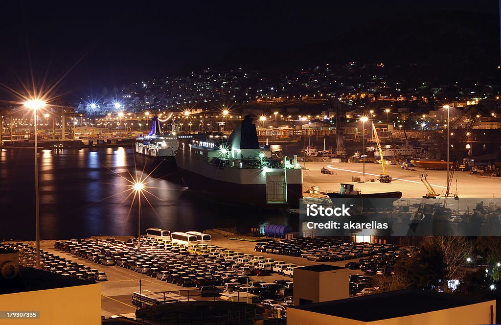 Il porto del Pireo - Foto stock royalty-free di Notte