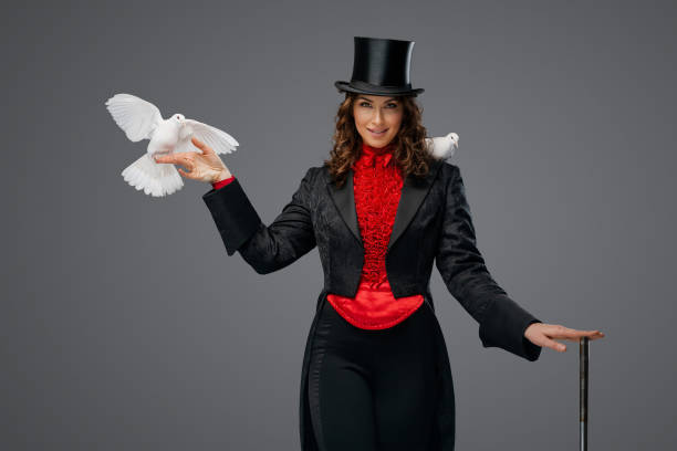 istock Graceful magician with white doves 1793074477