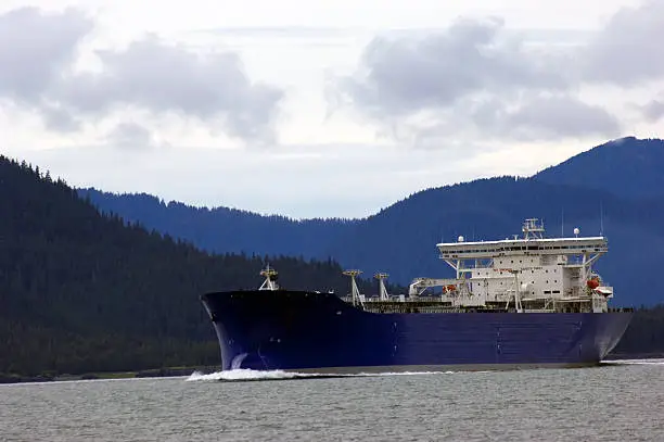 "Oil tanker going to refinery near Valdez, Alaska"