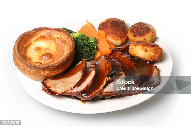 Delicious Roast Beef Dinner For Special Occasions Stock Photo - Download Image Now - Yorkshire Pudding, Roast Beef, Cut Out