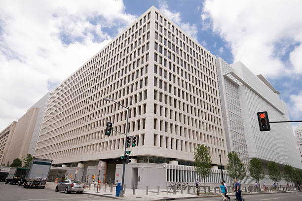 Modern World Bank Office Building in Washington DC, USA World Bank building - See lightbox for more city street street corner tree stock pictures, royalty-free photos & images