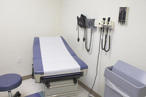 An examination room at a doctor's office.