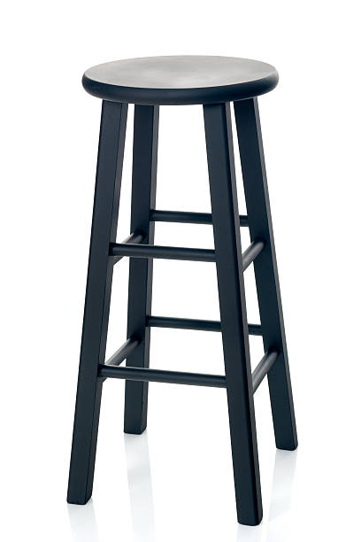 Black sitting stool on white background stock photo