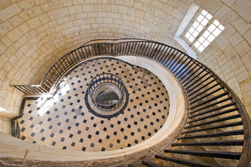 Looking down a stairwell.