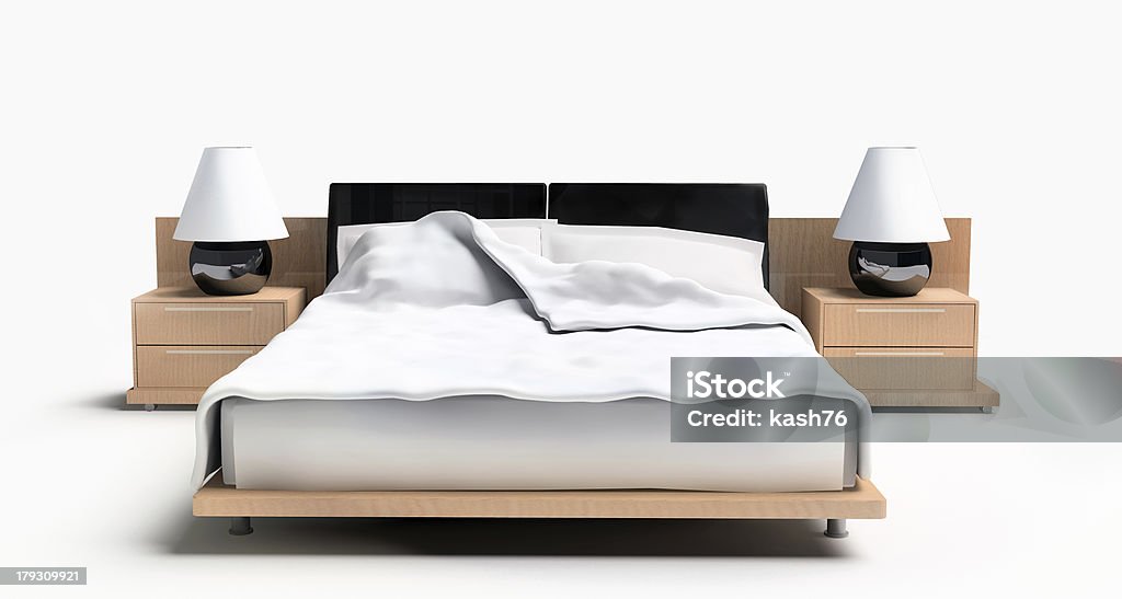 ベッドで、白背景 - ベッドのロイヤリティフリーストックフォト