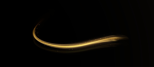 Light gold Twirl. Curve light effect of gold line. Luminous gold circle. Light gold pedistal, podium, platform, table. Vector