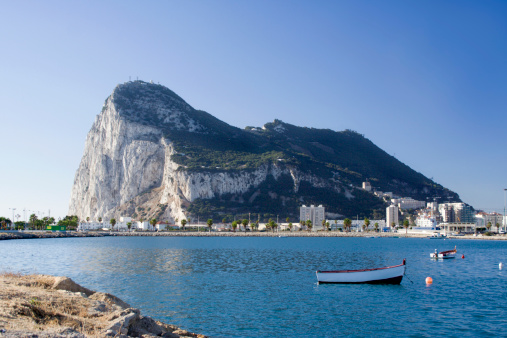 An up close shot of Gibraltar from La Linea, Spain.