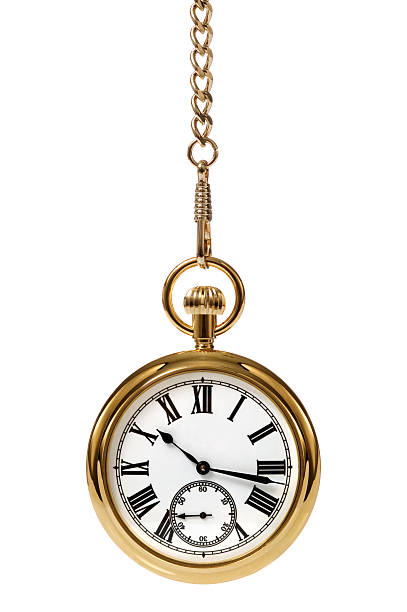 istock Gold pocket watch with Roman numerals on white background  179310768
