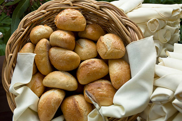 Bread rolls in a basket.