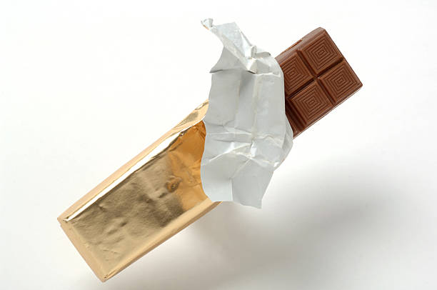 Chocolate Bar isolated on white with Red Ribbon