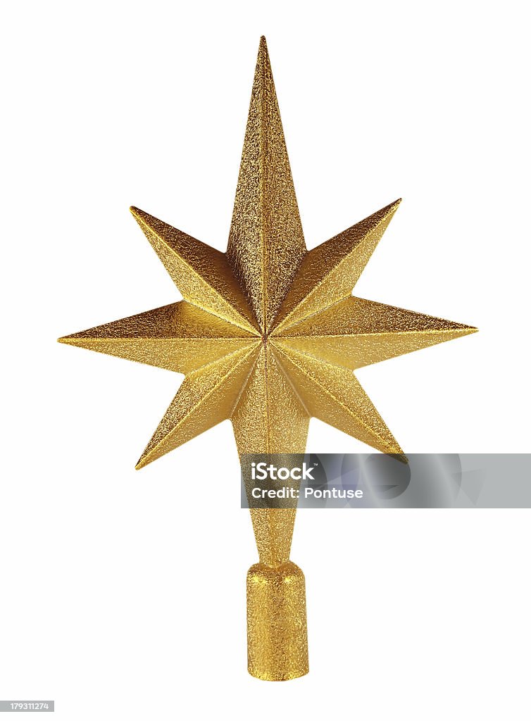 Złoty Christmas star - Zbiór zdjęć royalty-free (Czubek na choinkę)