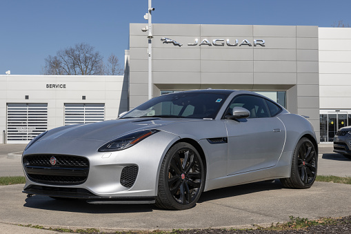 Indianapolis - November 12, 2023: Used Jaguar F-Type P300 display. With supply issues, Jaguar is buying and selling pre-owned cars to meet demand.