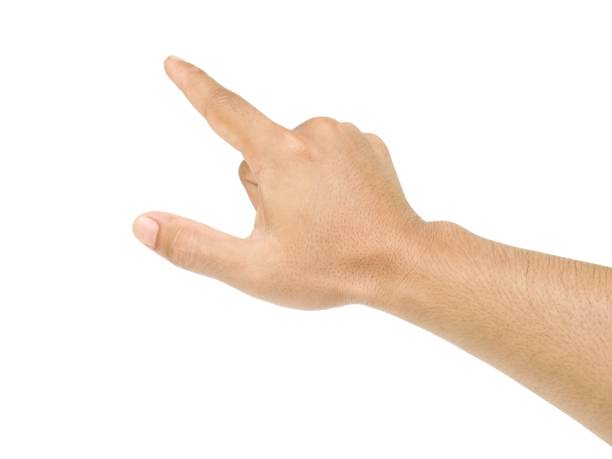 istock Men's hands making gestures like  I'm pointing at something.  or touch the phone screen  Isolated on white background. 1793122857