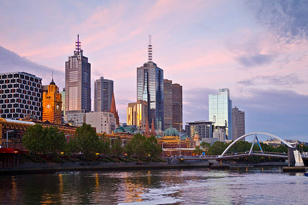istock Melbourne skyline at sunset by a river 179312433