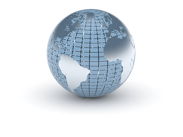 3D global communication icon. Globe glyph icon, communication network, Connected world concept. 3d illustration