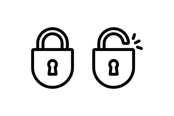 ilustrações de stock, clip art, desenhos animados e ícones de locked and unlocked lock icon. editable stroke vector design. - fechadura
