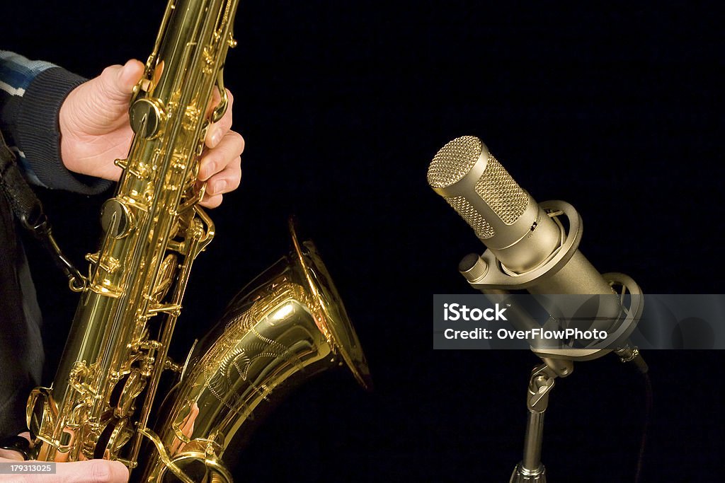 Sax Recording Session Tenor Saxophone recording session. Artist Stock Photo