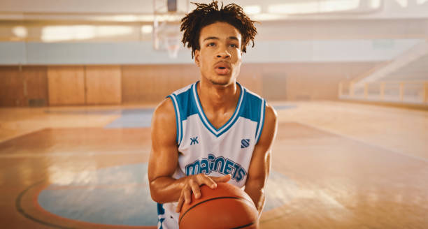 istock Basketball player standing on court 1793136470
